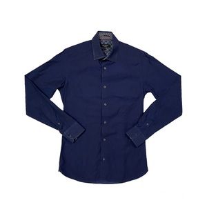 TED BAKER LONDON Mens Navy Long Sleeve Button Down Shirt Ted Size 1 / XS US